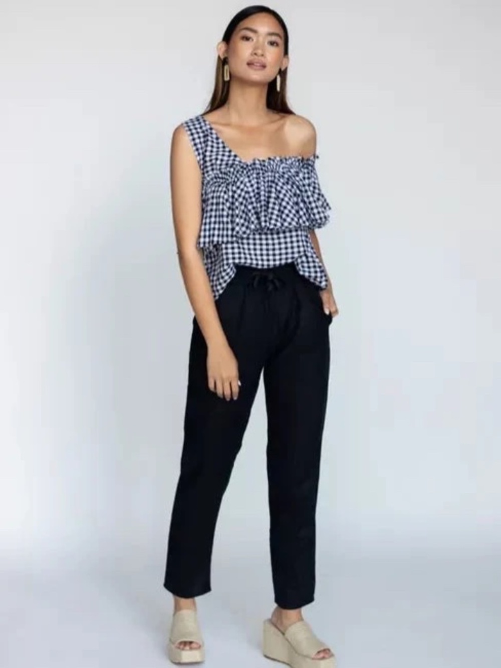 Black 100% Linen Tapered Pants
